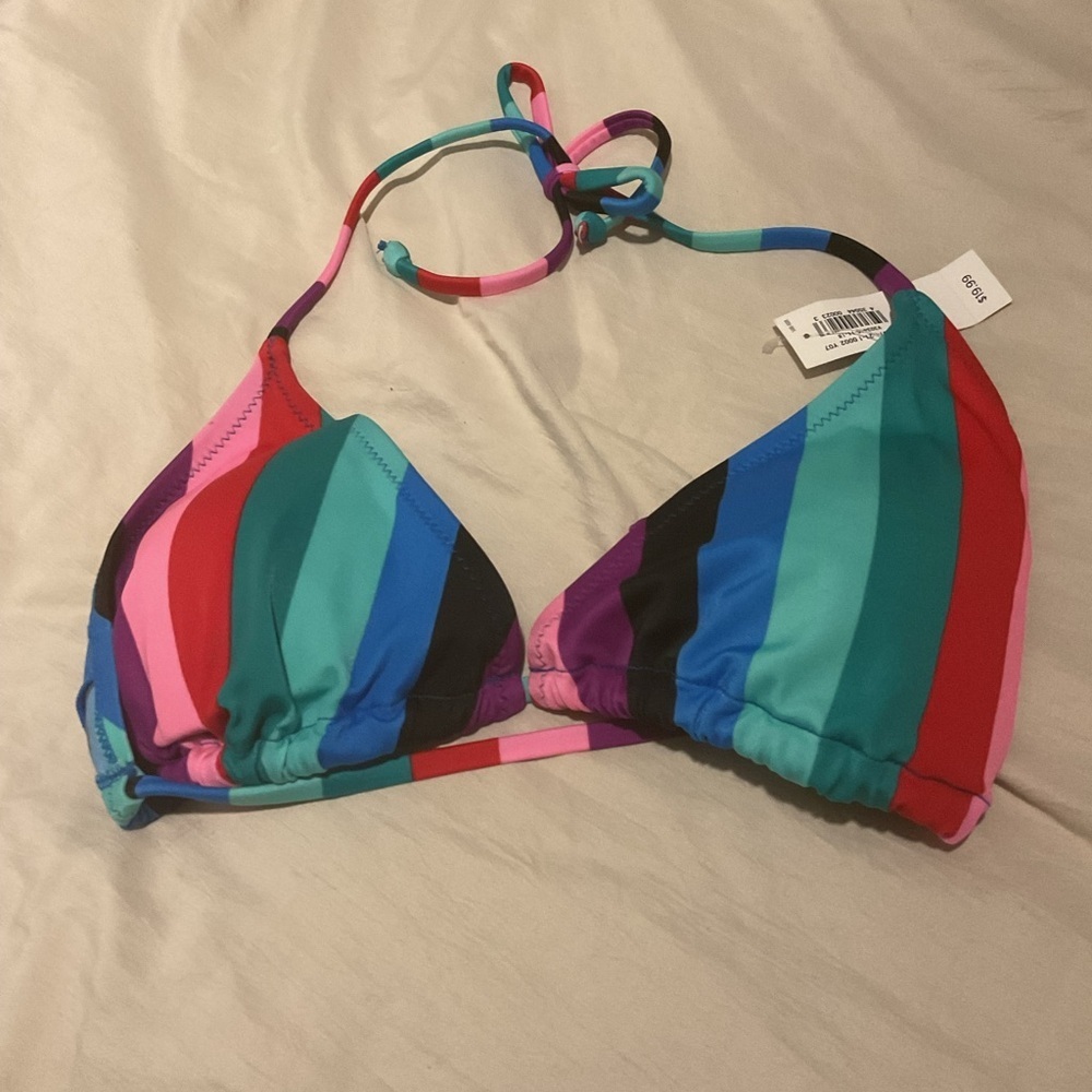 Striped Triangle Bikini Top - Multicolor